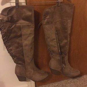 Brown suede boots